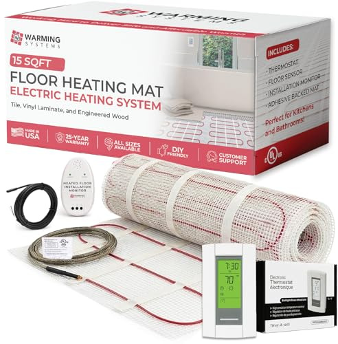 Warming Systems 15 Sq Ft 120V Electric Floor Heating System Mat Kit