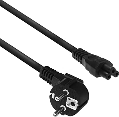 ACT Netzkabel 3 Polig 3m, CEE7/7 Netzkabel C5 Kabel Stromkabel Type F, für Notebook Ladegerät, Schutzkontakt gewinkelt – AK5024