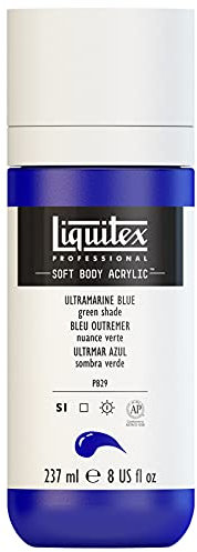 Liquitex 1923380 Professional Acrylfarbe Soft Body - Künstlerfarbe in cremiger deckender Konsistenz, hohe Pigmentierung, lichtecht & alterungsbeständig, 237ml Flasche - Ultramarinblau (Grünton)