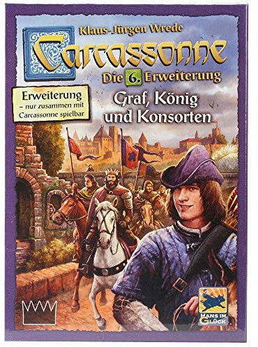 Hans im Glück, Carcassonne – GRAF, König und Konsorten, 6. Erweiterung, Familienspiel, Brettspiel, 2-6 Spieler, Ab 7+ Jahren, 40+ Minuten, Deutsch