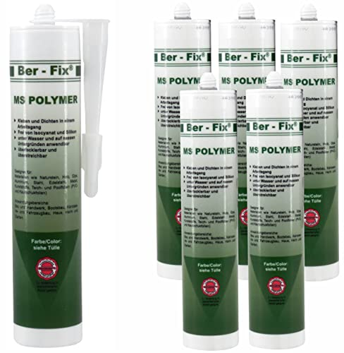 Ber-Fix 6x MS Polymer Kleber Transparent Glasklar 300g – ​​UV-geschützter & wasserfester Montagekleber für Stein, Kunststoff & Metall
