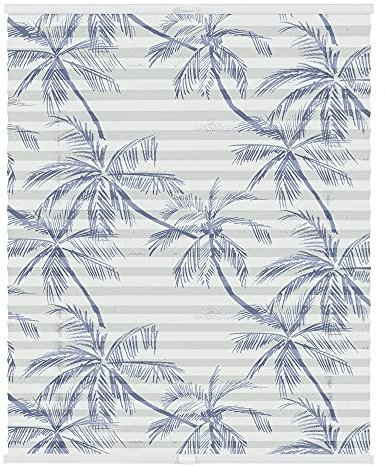 Lichtblick Plissee Klemmfix mit Motiv, ohne Bohren, Verspannt, Blickdicht, Lichtdruchlässig, Made in Germany, Julia Schumacher, Blueprint Palms - Blau 100 x 130 cm (B x L)