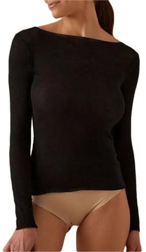 JADEA Maglia Donna in Modal e Cashmere Scollo a Barca, Comoda e Avvolgente, Nero, S
