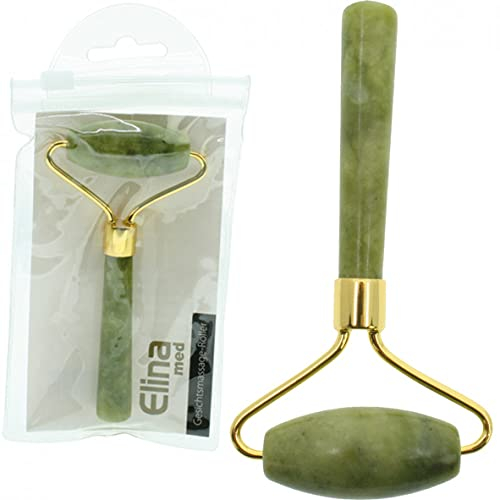 Elina MED Jade Roller 100% Original - Gesichts-Wellness & Anti Aging, Gesichtsroller Stein aus natürlicher Jade, Jade-Roller für Gesicht und Körper, Akupunktur Herzform Therapie Trigger