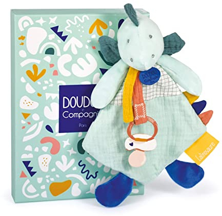 Doudou et Compagnie - Attache-sucette Dinosaure - Doudou Dino - Vert - 23 cm - LES CALINOSAURES - DC3937