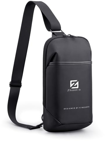 ZhaoCo Bolsos Cruzados para Hombre, Bolsa de Pecho Pequeña Moda Ligero para Ciclismo Vacaciones Fiesta Viaje Casual Negro
