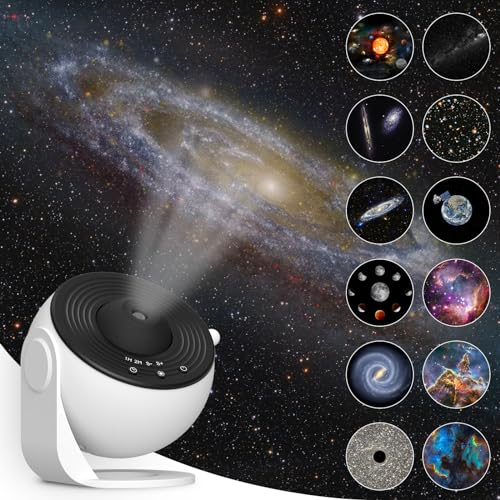 Yiliaw Proiettore cielo stellato 13 in 1 Planetarium, proiettore Galaxy girevole a 360° con impianto solare per camera da letto, soffitto, luce notturna cielo notturno, per bambini, adulti, home