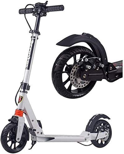 Monopattino per Adulti Calcio per Adulti con Freno A Mano A Disco E Grandi Ruote Ultra Larghe Pieghevole Doppia Sospensione Spinta per Pendolarismo/Tempo Libero/Trasporto Carico 150 kg,White
