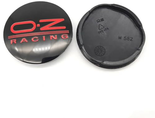 ZGCYK 4 Stück Radnabenkappen für OZ Racing M595 O.Z 62MM Felgendeckel Radkappen Reifen Felgen Radnabenabdeckung Zubehör,BlackRed