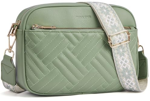 Roulens Gesteppte Damen Handy Umhängetasche, PU Leder Handy Schultertasche, Crossbody Bag für Damen mit Verstellbarem Breiter Gurt
