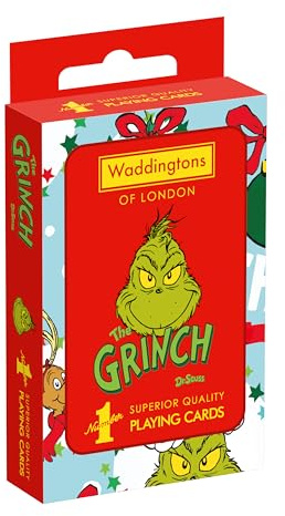 Waddingtons Number 1 The Grinch Playing Cards play fish, slap jack, crazy eights and rummy, Travel Companion, Gifts and Toys for Boys, Girls and Adults, Green
