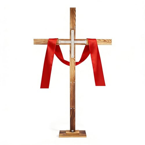 veonly 75 Inch Large Easter Wooden Cross, Large Standing Cross Decoration, Wood Jesus Christian Wall Crucifix Stand He is Risen Easter Decor, Christian Religious Decor for Home, Church, or Holiday Celebrations