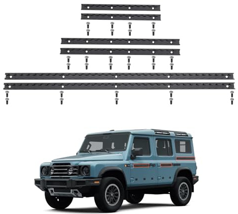 Exterior Utility Belt Rails for INEOS Grenadier 2020-2025 Accessories, Car Body Expansion Slot Rail Utility Belt, Front/Rear Door Panel Upper L-Track Rails Rack Shelves, Aluminum Alloy (Black)