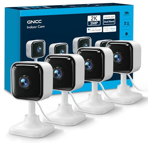 GNCC 2K Camera Interieur Maison 2.4G/5GHz WiFi pour Bébé/Animaux(Lot de 4)