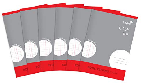 Silvine A4 Book Keeping Cash, 32 Pages Printed 'Treble Cash' - Ref SJA4C-P [Pack of 6]