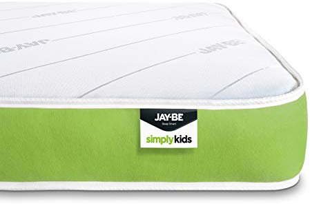 JAY-BE Simply Kids Anti-Allergy Foam Free Sprung Mattress, Steel Spring with Hypoallergenic Airflow Fibre, White/Green, Single