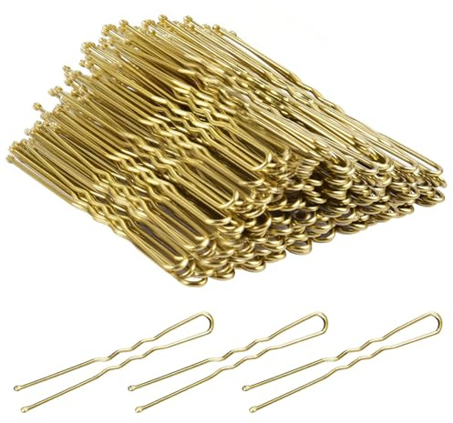 U Shaped Hair Pins,TsMADDTs 100 Pcs Blonde Bun Hair Pins for Women Girls with Box (Golden 2.4 inch)
