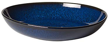 Villeroy & Boch like. by Lave bleu Schale flach klein, 22 x 21 x 4,2 cm, stilvolle Speiseschale aus Steingut für kleine Beilagen und Salate, spülmaschinengeeignet