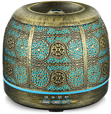 SALKING Diffuseur d'Huile Essentielle, 500ml Ultrasonique Diffuseur Huiles Essentielles Electrique, Humidificateur d'air avec 7-Couleurs Changeantes Arrêt Automatique pour Chambre/Spa/Yoga/Massage