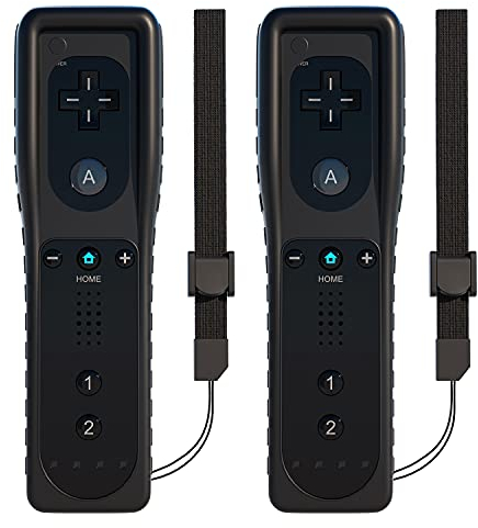 TechKen Fernbedienung f眉r Wii, 2 St眉ck, kompatibel mit Wii-Fernbedienung, mit Silikon und Handschlaufe (schwarz)