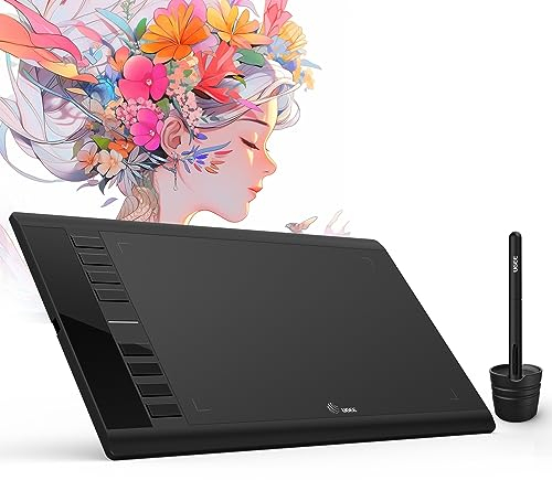UGEE M708 Zeichentablett für PC, 10 x6 Zoll Grafiktablett ohne Display, 8192 Druckstufen, 266RPS OSU Stifttablett, Zeichenpad mit Stift (Win/Mac/Chrome OS/Linux)