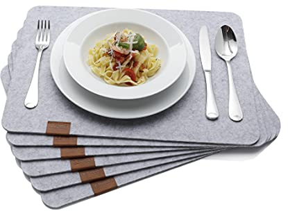 B.PRIME Hochwertiges Tischset aus Filz 6er Set Marble - Platzdeckchen abwaschbar 44x32cm Platzsets - Tischuntersetzer Platzset waschbar - Untersetzer-Set Tischunterlage Stoff