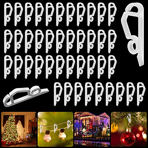 Yotako 100 Stück Dachrinnenhaken für Lichterketten, Weihnachtslicht Clips Haken Halterung, Mini Wetterfeste Kunststoff Dachrinne Clip für Weihnachtsdekoration Hängende Außenleuchten (Weiß)