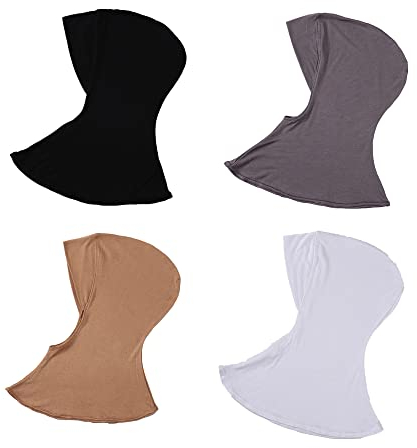 MOWEN 4-teiliges Set aus Kurzen Muslimischen Hüten, Elastische, Schweißabsorbierende Baumwolle