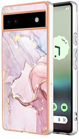 SEAHAI Hülle für Google Pixel 6A, Bunte Muster Ultra Dünn Glänzend Weich Silikon TPU Stoßfest Handyhülle Cover Flexibel Handytasche Schutzhülle - Roségold