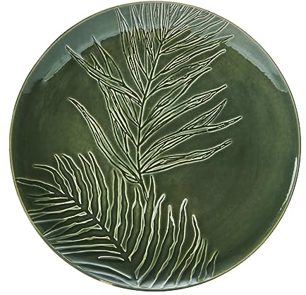 Mikasa Jardin Plat de service rond, plat de service en grès vert pour aliments, 35cm, grand plat de service pour entrées et antipasti - Emballage cadeau et lavable au lave-vaisselle