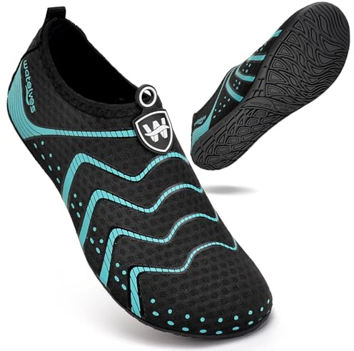 WateLves Badeschuhe Wasserschuhe Herren Damen Schwimmschuhe Strandschuhe Aquaschuhe Schnell Trocknend Breathable Surfschuhe Beach Pool Unisex（Technologie Blau 46/47）