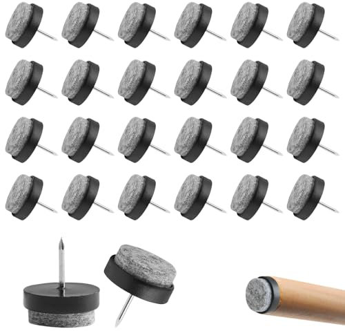 Wonvify Tacos de Fieltro con Clavos, 24 Piezas Deslizadores para Muebles, Protectores para Patas de Mesa 22mm, Almohadillas de Fieltro para Silla, Clavo de Almohadilla de Mueble Protector Patas Sillas