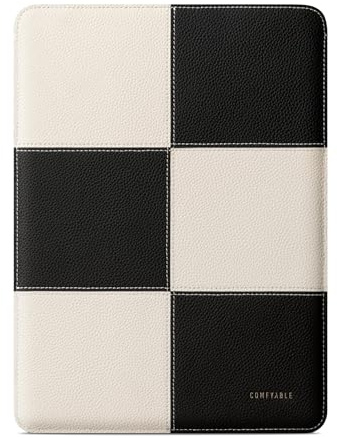 Comfyable custodia laptop 13 pollici compatibile con MacBook Air 13 M5 M4 M3 M2 M1, MacBook Pro/Neo A18 A3404, sleeve MacBook slim in vera pelle, Nero e Crema