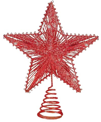Gesar Puntale a Forma di Stella per Albero di Natale - 25 cm, Infrangibile, Rosso