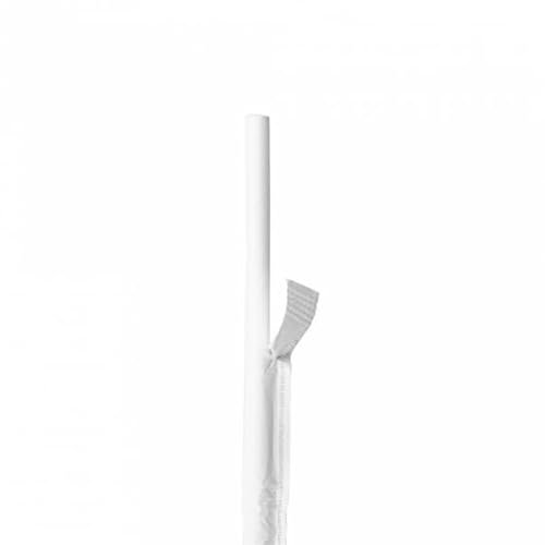 Monouso | 300 Pajitas Rectas de Papel Enfundadas, Color Blanco, 20cm, Ø7,3mm, Biodegradable, Reciclable, Desechable, Ideal para granizados, Smoothies, Cañitas de cartón.