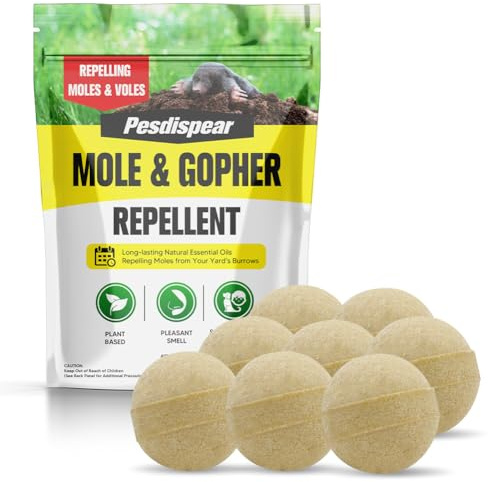 Pesdispear Repellente per Talpe, Alternativa alla Trappola per Talpe, Acchiappa la Talpa Dissuasori per Talpe Meglio del Ultrasuoni Dissuasore per Topi 8 Pacchetti