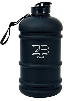Two B Large 2.2L Water Bottle – Matte Black with Carry Strap – Durable & Stylish Hydration Solution