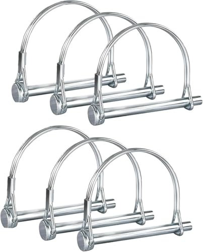 Folding Pipe Pins with Snap Fastener Made of Galvanised Pack of 6 Shaft Locking Pin Galvanised Cotter Pins for Farm Trailers, Lawnmowers and Garden Tools