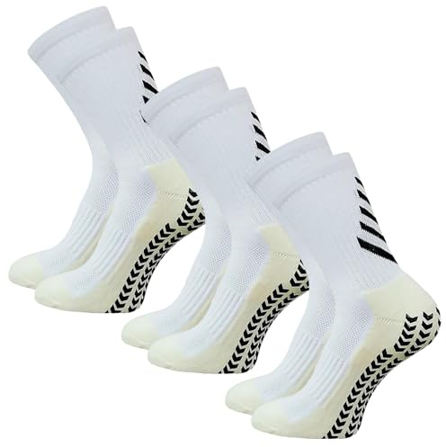 liuchanghe 3 Paires Chaussette Antidérapante Foot, Chaussettes Antidérapantes Homme Femme pour entraînement Football Basketball Yoga Cyclisme