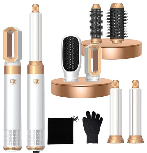 MogaWave Pro Airbrush Air Styler 6 in 1 Hair Styler, Spazzola Phon per Capelli 1000W, spazzola ad aria calda, spazzola per asciugacapelli, Air Curler Wrap, spazzola lisciante, accessorio per