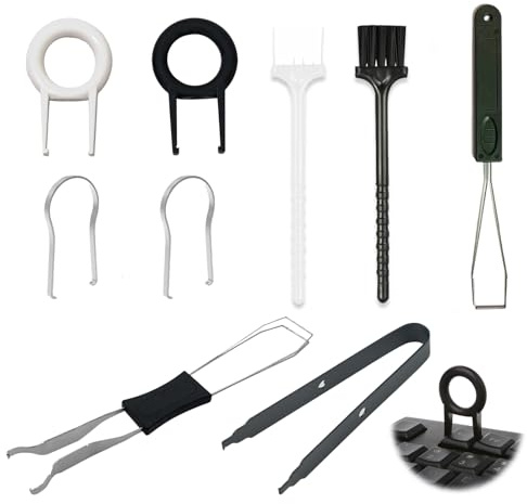 9 Stück Keycap Puller, Keycap Remover Tastenkappen Entferner Werkzeug Computer Tastatur Reinigungsset Switch Puller Abzieher Keyboard Einsetzbar Inklusive 2 Bürsten Schalterabzieher Pinzette