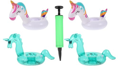 Uonlytech 4 pièces Support Flottant Boisson Piscine PVC Léger avec Gonfleur Animal pour Fête Réutilisable