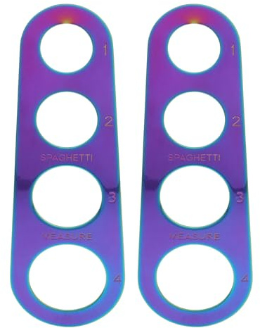 DIYEAH Lot de 2 mesures pour spaghettis : outil de mesure en acier inoxydable pour pâtes et nouilles, avec 4 trous, pour la préparation des portions en cuisine.