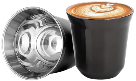 GREATRICH Juego de 2 Tazas Cafe Espresso de Acero Inoxidable 304, Taza Cafe Acero Inoxidable de Doble Pared Aislante, 80 ml Coffee Mug, para Hogar, Oficina, Viaje y Regalo, Vaso