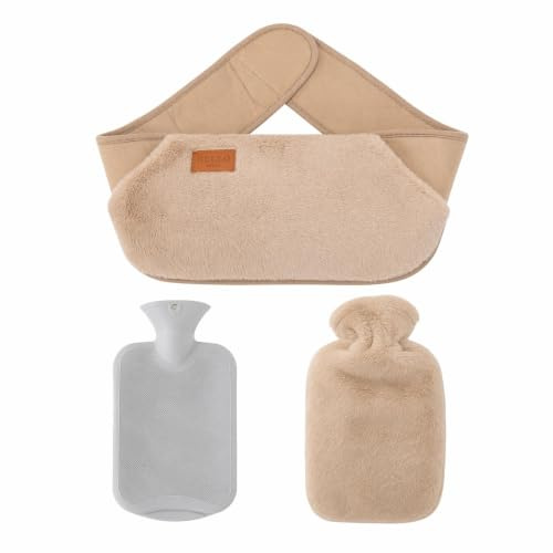 Varmvattenflaska Bälte Beige, Värmeflaska med Överdrag för Mens