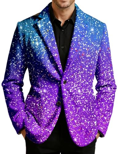 Blazer de lentejuelas para hombre, estampado gráfico, diseño de rayas, aspecto de terciopelo, acabado de lentejuelas, chaqueta estilo esmoquin brillante para fiestas, espectáculos, banquetes y