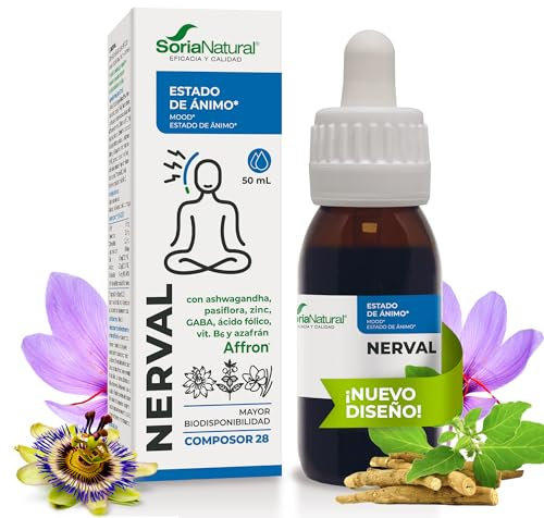 Soria Natural Composor 28 Nerval Complex– Con Extractos de Pasiflora, Rodiola, Azafrán con Zinc, Ácido Fólico y Vitamina B6 – Ayuda a Relajarse – Ayuda al Estado de Ánimo - Relajación - 50ml