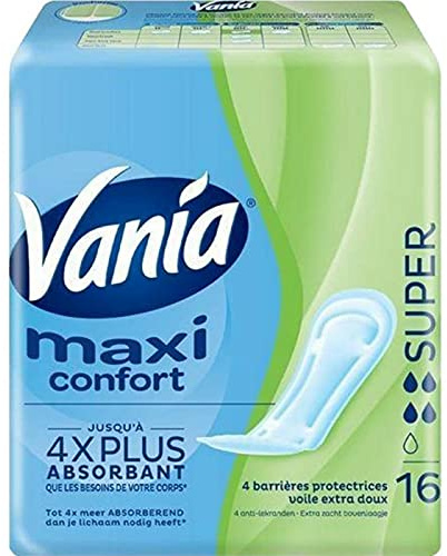 Vania Maxi Confort Serviettes Hygiéniques Super x16 (lot de 4)