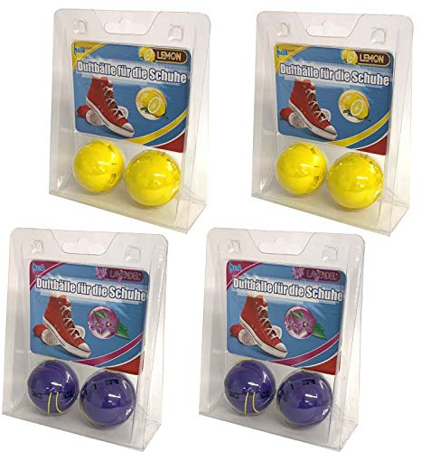 4er Set Schuh Deo Duftball Geruchsstopp | Schuhdeo Schuhdesinfektion Lavendel Zitone | Schuhpflege Sportschuhe Reiniger