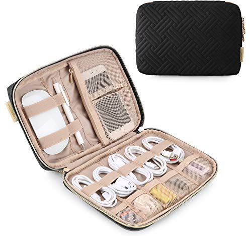 bagsmart Elektroniktasche, Elektronischer Reiseorganizer für Handy-Ladekabel, Powerbank, USB-Sticks, SD-Karten (Stil 2-Schwarz)